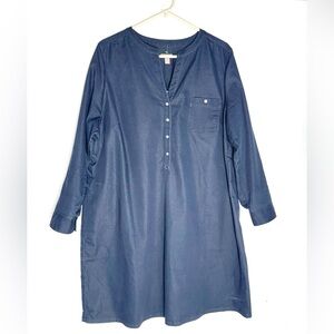 J. Jill Dark Blue Pop Over Long Sleeve Shirt Dress In Eclipse Plus Size 2X